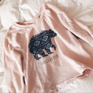 Baby Pink Hollister Cropped Sweater